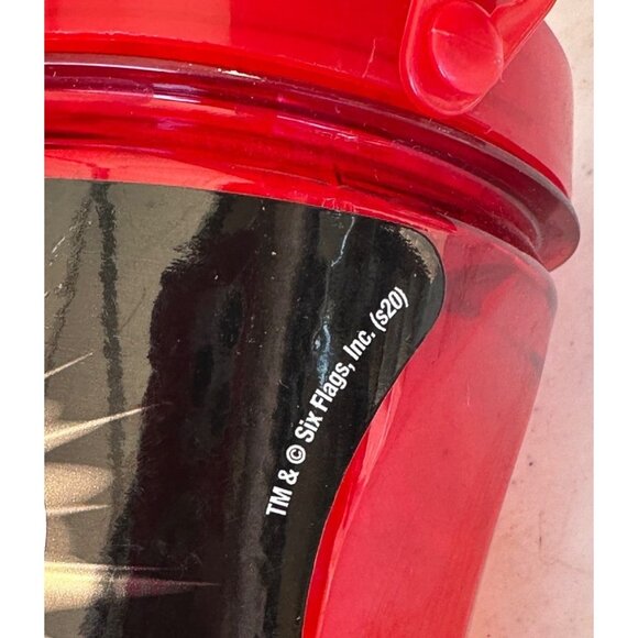 Set of 3 Go Big Go Six Flags Member Red 18-20 oz. Plastic Tumblers w/Top Handle - Picture 12 of 13